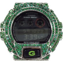 G-Shock Watch Casio Green Color CZ Silver Case Classic DW6900SN-1