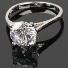 G276 Fashion Engagement Wedding Ring 18k White Gold Gp Use Swarovski Crystal