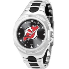 Game Time Watch, Mens New Jersey Devils Black Rubber and Stainless Ste