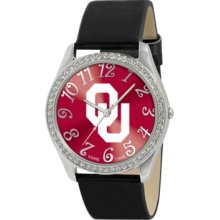 Game Time Watch, Womens Oklahoma University Black Leather Strap 40mm C