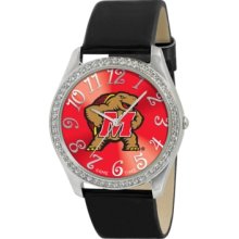 Game Time Watch, Womens University of Maryland Black Leather Strap 40m