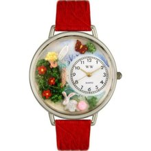 Garden Fairy Red Leather And Silvertone Watch #U1210010