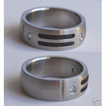 Gemstone(zircon) In Stainless Steel Ring 022