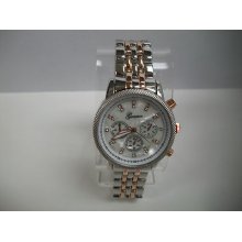 Geneva Chronr Look Bracelet Silver/rose Gold Color Watch