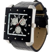 Geneva Platinum Men's Square Black Dial & Bracelet Watch