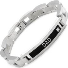 Gentlemens Dad Bracelet With Cubic Zirconia Made Of Stainless Steel