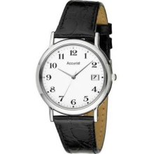 Gents Black Leather Strap With Clear White Dial Ms608wa