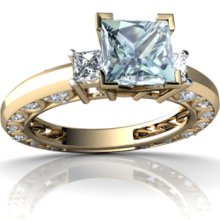 Genuine Aquamarine 14K Yellow Gold Ring