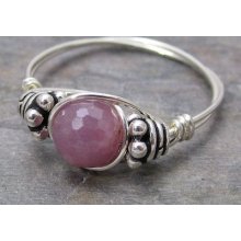 Genuine Ruby Faceted Bali Sterling Silver Wire Wrapped Bead Ring Any