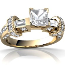 Genuine White Topaz 14K Yellow Gold Ring - Size 7.5