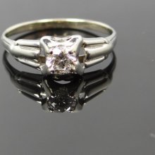 Geometric 1930s Art Deco White Gold Diamond Solitaire Engagement Ring - RGDI359P