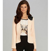 Gibson & Latimer Pleather-Shoulder Jacket - Peach