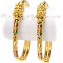 Gold Baby Bangles With Enamel 22K