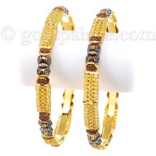 Gold Bangles 22K Size 2-4/16th Inches Hand Paint