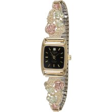 Gold Colorful Of 12k Gold Leaves and Elegant Ladies Watch with Diamond Accent Sparkles