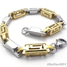 Gold Tone Stainless Steel Men's Bracelet Bangle Us520276