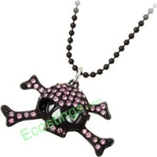 Good Jewelry Chain Purple Rhinestone Skeleton Skull Pendant Sweater Necklace Lady's Watch