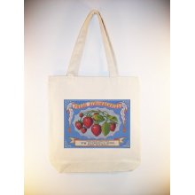 Gorgeous Strawberries Vintage Label Canvas Tote With Shoulder Strap -