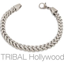 Grenada Thick Squared Curb Link Bracelet In Stainless Mens