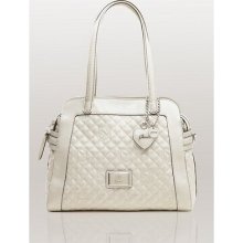 ..guess ..karima Satchel Logo Embossed Quilted Handbag