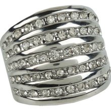 GUESS Wide Band Five Row Rhinestone Ring Ring : 7