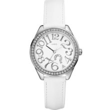 Guess Women White Dial Quiz Watch G75960l , Comes With Original Guess Box