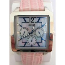 Guess Women's Pink Croco Square W95116l1 Watch