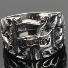 H037 Men's Lucky Seven 7 Stainless Steel Ring Size 9,11