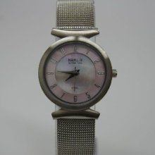 Hamlin Ultra Thin Ladies Pink Mop Dial Mesh Bracelet Watch Haml0302