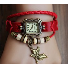 Hand-woven highend suede brecelet watch, leather retro watch,unisex charm bracelet watch DA006