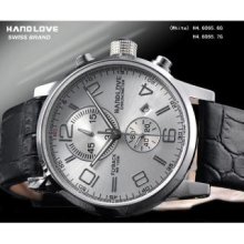 Handlove Imported Leather Glossy White Dial Men's Watch