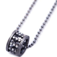 Handmade oxidized sterling silver necklace, with cubic zircon