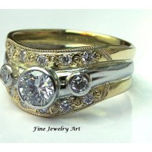 Handmade18k Gold & Platinum Diamond Wedding Ring Band