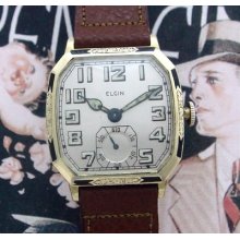 Handsome Men's Deco Era Elgin Wristwatch With Enamel - Serviced