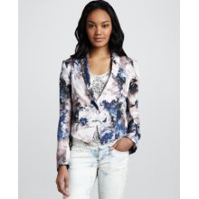 Haute Hippie Cropped Floral-Print Blazer