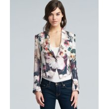 Haute Hippie Floral-Print Silk Cropped Blazer