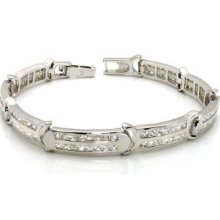 Heavy Silver 33 Cz 9'' 7 Mm Mens Bracelet 31 G