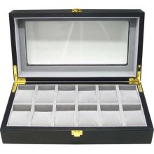 Heiden Black Leather Watch Box (12 Watches)
