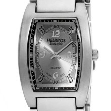 Helbros Mens Silver Tone Bracelet/Bright Silver Dial Watch