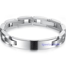 High Quality Silver 316l Stainless Steel Wristband Cuff Bracelet Men's Jewelry