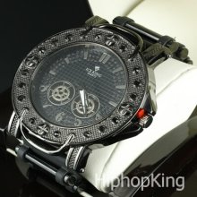 Hip Hop Mens Watch 2 Pac Hot Piece Black Gun Metal Face Numeric Silicone Band