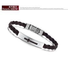 Hot Fashion Stainless Steel Pu Leather Bracelet Chain Bangle Hand Chain