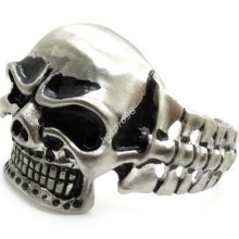 Huge&heavy Slive Skull Bangles Mens Boys Biker Bracelets Chain Stainless Steel