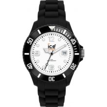 Ice-watch Si.bw.b.s Unisex Big White Dial Black Silicon Strap Watch Rrp Â£8