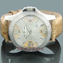 Iced Out Ice Time Mens Diamond Watch 0.10ct In White Stones Paved Dial / Quartz