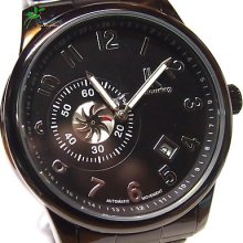 Ik Flat Face Fan Date Automatic Full Black Steel Wrist Watch Men 222 Mechanical