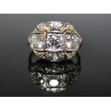 Incredibly Detailed Diamond Engagement or Cocktail Dinner Ring 3 Diamonds RGDI511