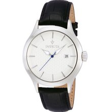 Invicta 12238 Men's Watch Vintage White Dial Quartz 3h Black Leather