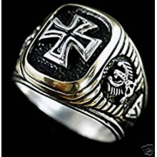 Iron Cross German eagles Mens signet ring Ster.Silver