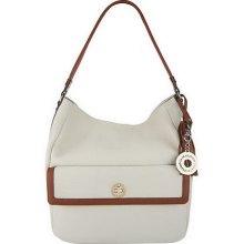 Isaac Mizrahi Live! Bridgehampton Pebble Leather Pocket Hobo - Cream - One Size